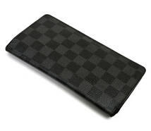 LOUIS VUITTON ダミエグラフィット 二つ折り長財布 ポルトフォイユ ブラザ ★札入れ・ジップ小銭入れ・カード12枚★正規品★全国送料無料♪_画像7