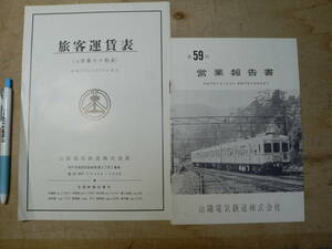 鉄道 資料 山陽電気鉄道株式会社 昭和37年度営業報告書 旅客運賃表