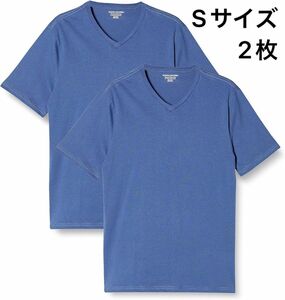 2枚組 Tシャツ Vネック レギュラーフィット 半袖 ブルー 青 メンズ