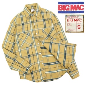 【B2691】【美品】【希少】【70年代】BIGMAC ビッグマック 長袖シャツ ネルシャツ タータンチェック ビンテージ 70s USA製 サイズS