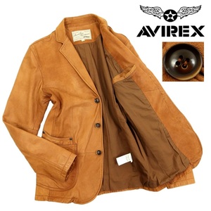 [S3016][ прекрасный товар ][ обычная цена 63,800 иен ]AVIREX Avirex кожа tailored jacket кожаный жакет гора кожа ягненка 6141045 размер L