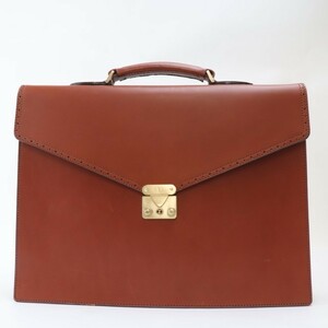 2311-88 Valentino galava-ni briefcase business bag Valentino Garavani leather made Camel Brown gold metal fittings 