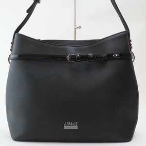 2311-105 Armani koretsio-ni shoulder bag ARMANI COLLEZIONI leather made black 