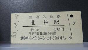 R51126-17　　常磐線　【　　北柏　　駅　】６０円券