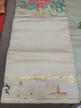 名古屋帯 4枚 まとめ売り アンティーク 着物帯 和装小物 和服 花鳥 孔雀？ 鴛鴦？ 花柄 レトロ柄 はぎれ ハギレ コレクション 奈良発 _画像7