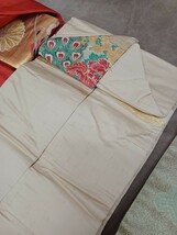 名古屋帯 4枚 まとめ売り アンティーク 着物帯 和装小物 和服 花鳥 孔雀？ 鴛鴦？ 花柄 レトロ柄 はぎれ ハギレ コレクション 奈良発 _画像9