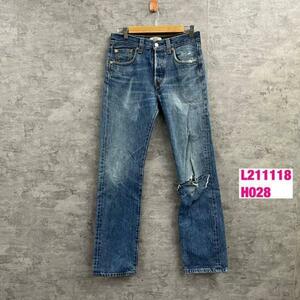 EURO Levi's501 ブルー ボタンフライ ストレートデニムジーンズパンツ W29L32 実寸W29in 赤タブ 00501.0114 USA 海外古着 L211118-H028