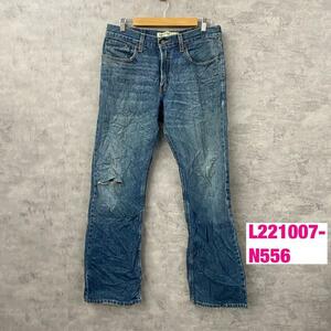 Levi's527 ブルー 股上浅 ブーツカット デニムジーンズパンツ W32L32 実寸W34in 05527-4257 USA 海外輸入 古着 L221007-N556