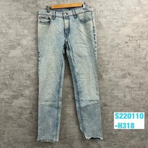 CalvinKlein JEANS ライトブルー ジップフライ スリムストレートデニムジーンズパンツ W32L32 実寸W33in USA 海外輸入 古着 S220114-H318