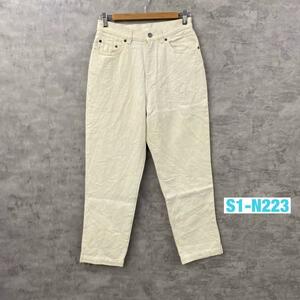 LAUREN JEANS RALPH LAUREN ホワイト ジップフライ ハイウエスト デニムジーンズパンツ 6P 実寸W26in レディース 海外輸入 古着 S1-N223