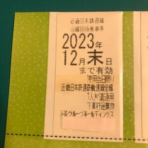 近鉄株主優待沿線招待乗車券1枚のみ☆2023年12月31日まで有効★お急ぎネコポス対応も☆近畿日本鉄道鉄軌道線全線☆難波 鶴橋 名古屋 賢島