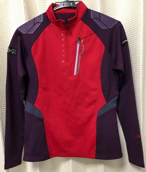 長袖ウェアトップス赤紫裏起毛　MILLETミレタグ付きレディースMサイズ(90)防水加工