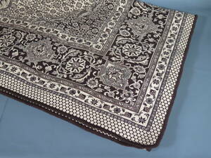 絨毯 ダークブラウン色 252×198cm 厚み３mm程度 長方形 ZARRIN YARD Co. BEST QUALITY PERSIA MADE 素材表記タグ無し ラグ USED