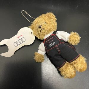 未使用★Audi アウディ　クマ　ベア　くま　キーホルダー　ぬいぐるみ★ツナギ/ネイビー