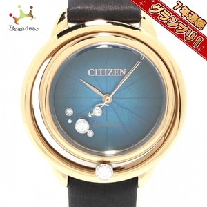 シチズン 腕時計■美品 ARCLY(アークリー) B036-S116236 レディース CITIZEN L/5Pダイヤ/1Pムービングダイヤ/シェル文字盤 ネイビーシェル