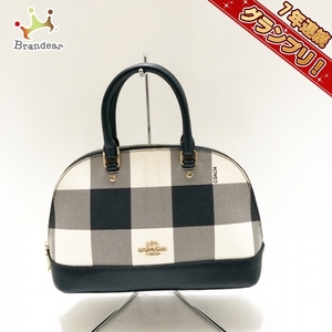 コーチ COACH ハンドバッグ F25918 - PVC(塩化ビニール)×レザー ネイビー×白 チェック柄 バッグ