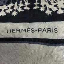 エルメス HERMES ストール(ショール) カレ140 カシミヤ×シルク 黒×ベージュ×グレー 大判 美品 マフラー_画像3