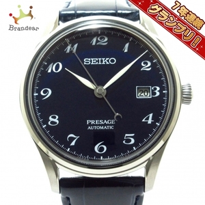 SEIKO(セイコー) 腕時計■美品 プレザージュ 6L35-00B0/SARA019 メンズ SS/琺瑯ダイヤル/裏スケ/革ベルト ダークネイビー