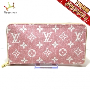 ルイヴィトン LOUIS VUITTON 長財布 M81182 ジッピーウォレット ジャカード織りのモノグラム・デニム ピンク RFID確認済み 美品 財布