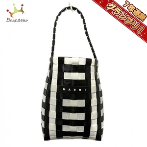 マルニ MARNI ハンドバッグ - ポリプロピレン 黒×白 編み込み 美品 バッグ