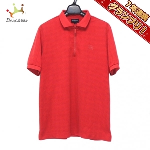  Burberry Golf BURBERRYGOLF рубашка-поло с коротким рукавом размер 3 L - красный мужской окантовка / Zip выше tops 