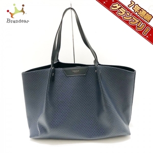 セラピアン SERAPIAN トートバッグ - PVC(塩化ビニール)×レザー ダークネイビー×黒 美品 バッグ