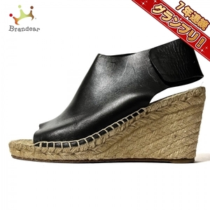  Celine CELINE sandals 36 - leather black lady's espadrille / Wedge sole shoes 