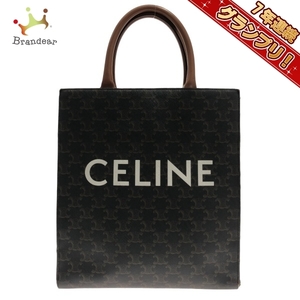 セリーヌ CELINE トートバッグ 191542BZK.04LU スモール バーティカル カバ トリオンフキャンバス×カーフスキン タン(黒×ブラウン)