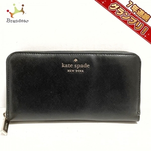 ケイトスペード Kate spade 長財布 WLR00130 ステイシー ラウンドジップ ウォレット レザー 黒 ラウンドファスナー 財布