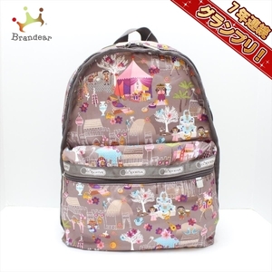 レスポートサック LESPORTSAC リュックサック - レスポナイロン グレーベージュ×ピンク×マルチ It's a Small World/Disneyコラボ 美品