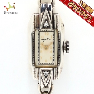 agete(アガット) 腕時計 - レディース 2Pダイヤ/0.028ct 白
