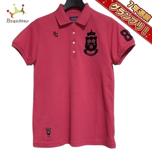  Pearly Gates PEARLY GATES polo-shirt with short sleeves size 2 M - pink × black lady's tops 