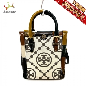 トリーバーチ TORY BURCH ハンドバッグ - ジャガード×レザー×パイソン アイボリー×ダークブラウン×マルチ ミニバッグ バッグ