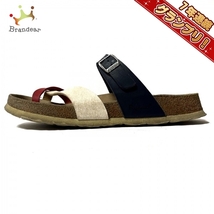 ビルケンシュトック BIRKEN STOCK サンダル 25 - レザー レッド×ベージュ×ダークネイビー レディース Papillio 靴_画像1