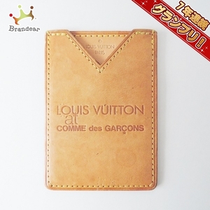ルイヴィトン LOUIS VUITTON パスケース - ヌメ革 ベージュ COMME des GARCONSコラボ 財布 ヌメ革