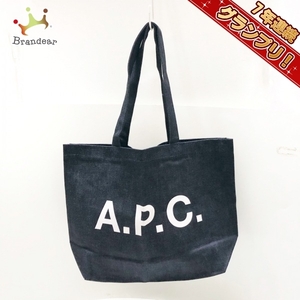 アーペーセー A.P.C. トートバッグ - キャンバス ネイビー×白 バッグ