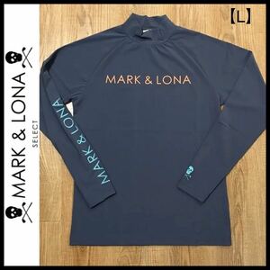 1円~【新品】MARK&LONA 長袖 モックネック インナー ポロシャツ マークアンドロナ ロゴ スカル 紺 L malbon pearly gates briefing beams