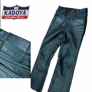 本格派の方！W28 カドヤ 本革 カウレザー パンツ KADOYA牛革 黒 レザーパンツ K'S LEATHER