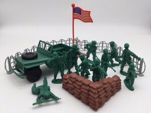 送料無料　約1/32　アメリカ軍　トイソルジャー＆ジープ　プレイセット　フィギュア　おもちゃの兵隊　グリーンアーミーメン