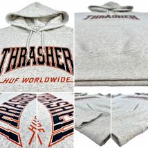 新品 HUF ハフ THRASHER スラッシャー コラボ サンフランシスコ ジャイアンツ カラー ベースボール ロゴ カレッジ パーカー ヘザーグレー M_画像8