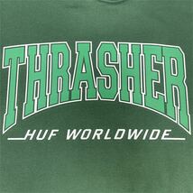 新品 HUF ハフ THRASHER スラッシャー コラボ サンフランシスコ ジャイアンツ ベースボール ロゴ カレッジ スケーター パーカー グリーンXL_画像7