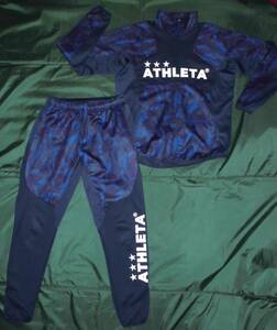 美品★ATHLETA アスレタ 裏起毛 防風/撥水 ソフトシェル トレーニング ウェア 上下 M