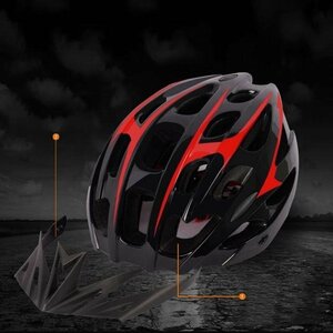 自転車 ヘルメット 軽量 高剛性 通気性 頭囲53cm-63cm対応 サイクリング 大人 ロードバイク 自転車用 サイクルヘルメット レッド&ブラック