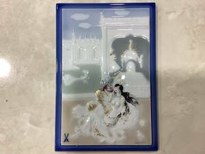 11386 1円～ 美品 Meissen マイセン 陶板画 ミニ陶板 千夜一夜 テラスの王様と王妃 インテリア 双剣マーク 絵画