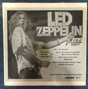 Led Zeppelin For Badge Holders Only Pt.2 2LP rare US LZ7A-D vintage original tmoq tmq bootleg ブート Vg/Ex2