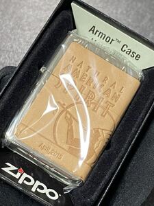 zippo アメリカンスピリット アーマー 3連続 本革巻き 限定品 特殊加工 希少モデル 2014年製 シリアルナンバー NO.336 ケース 保証書付き