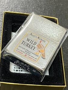 zippo ワイルドターキー 筆記体 シルバー 希少モデル ヴィンテージ 1987年製 ② WILD TURKEY シルバーインナー 1987年製 ケース 保証書付