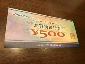 ヤマダ電機 株主様お買物優待券500円券 2023年12月末