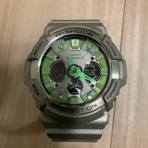 稼働品 CASIO G-SHOCK カシオ GショックGA-200SH デジタル アナログ 腕時計 SHOCK RESIST メタリックカラーズ グレー グリーン