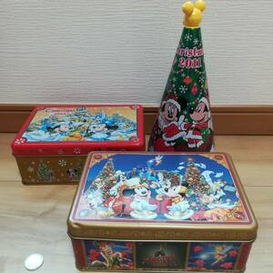 ★レトロ★TDRディズニーランドクリスマス缶セット　ツリー型缶　2005年2006年2011年　空き缶